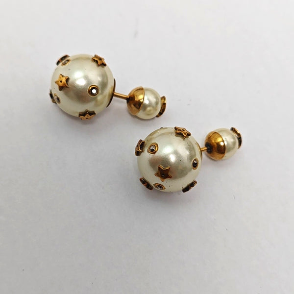 Dior Tribales Metal White Stud Earrings