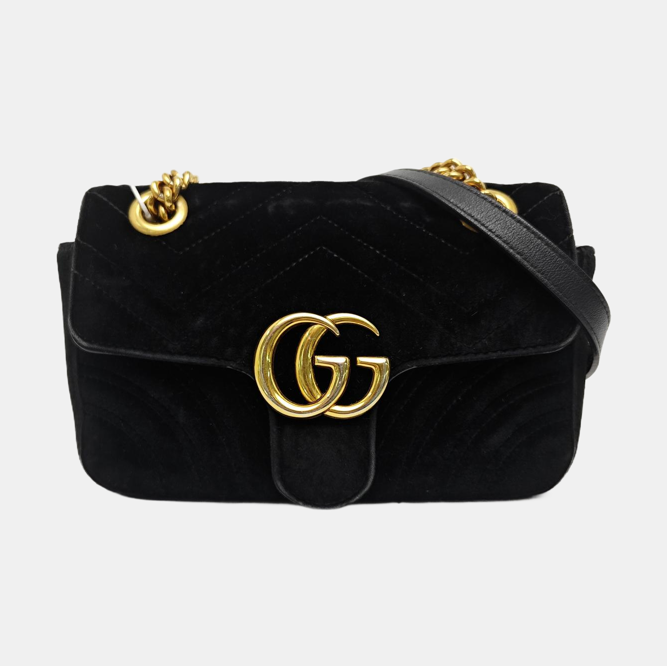 GG Marmont Small Quilted Velvet Black
