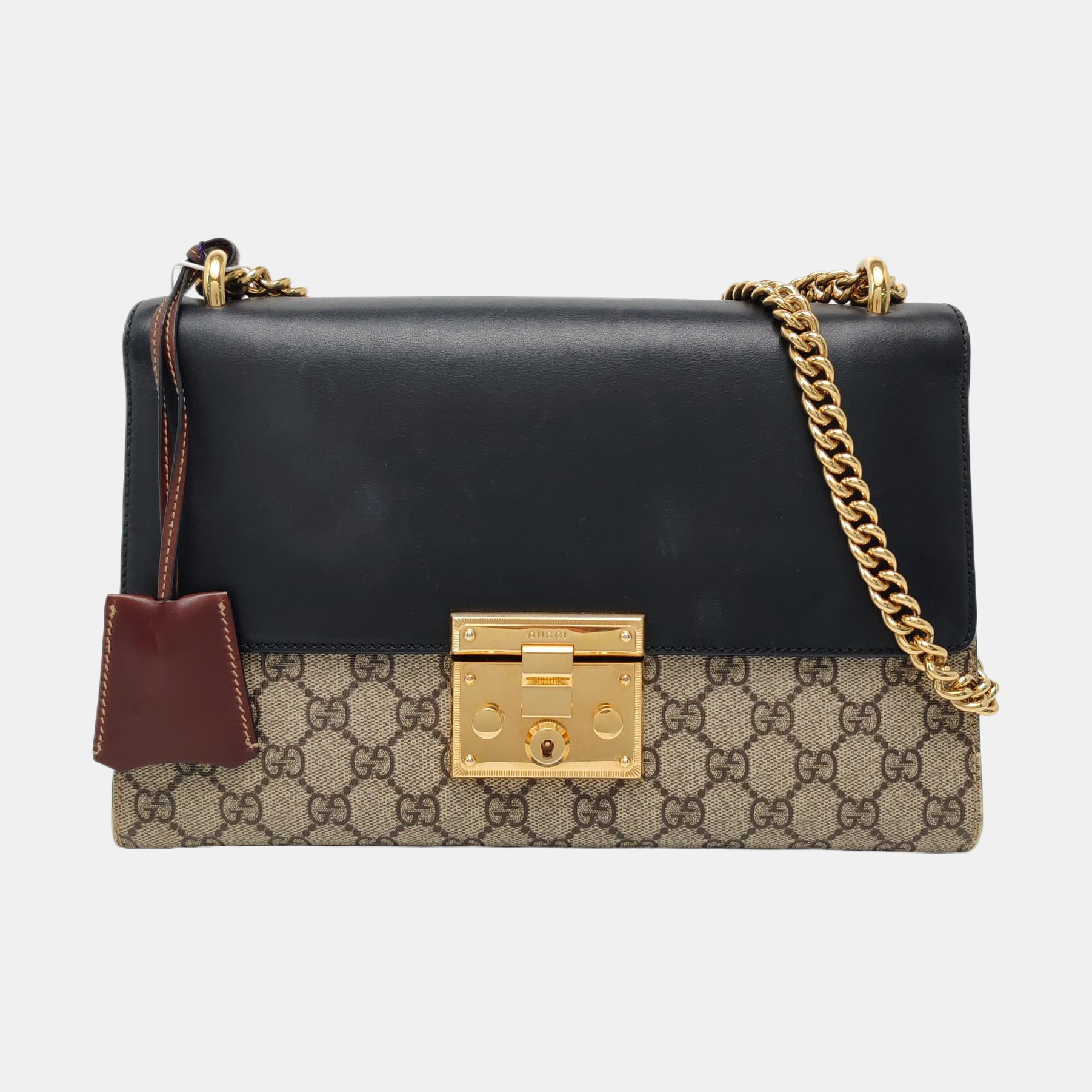 Authenticated pre-owned  Padlock Medium Monogram Coated Canvas Beige - Shoulder Bag at Looply