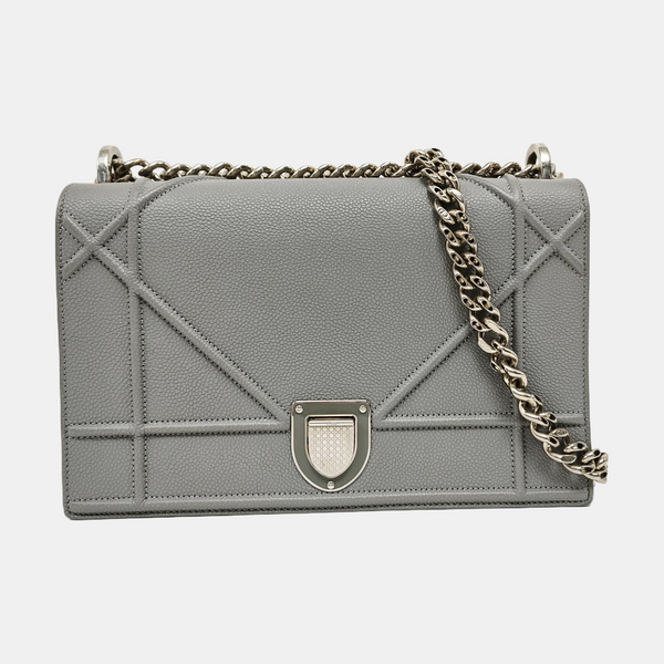 Diorama Medium Cannage Calfskin Gray