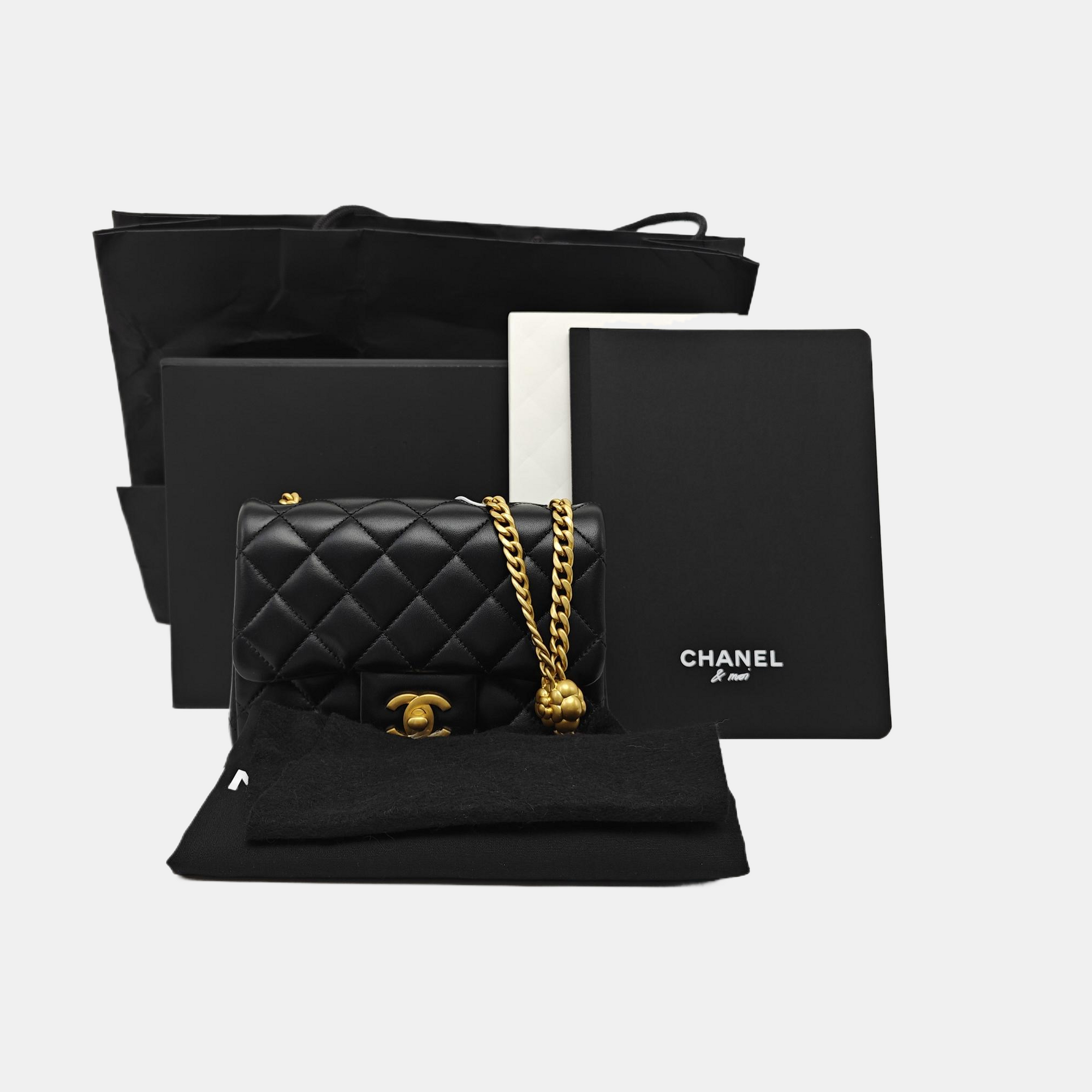 22SS Mini Quilted Lambskin Black