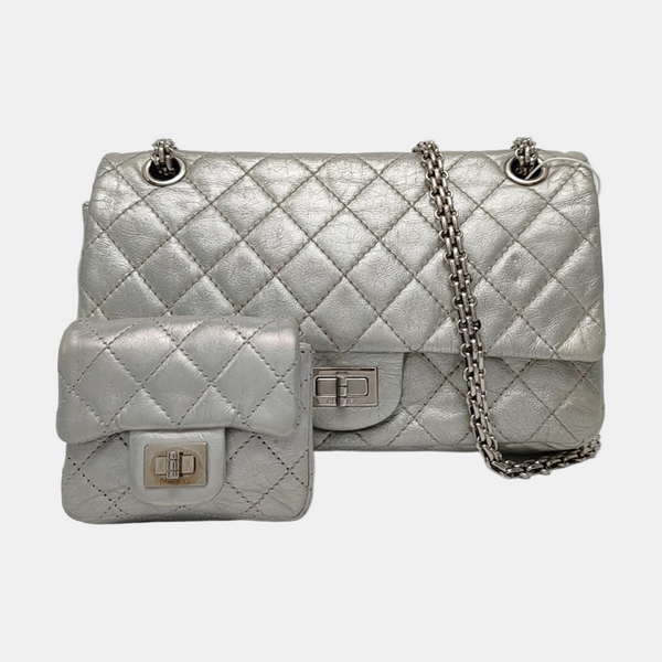 Authenticated pre-owned  2.55 225 (small) Quilted Calfskin Silver - Crossbody Bag at Looply
