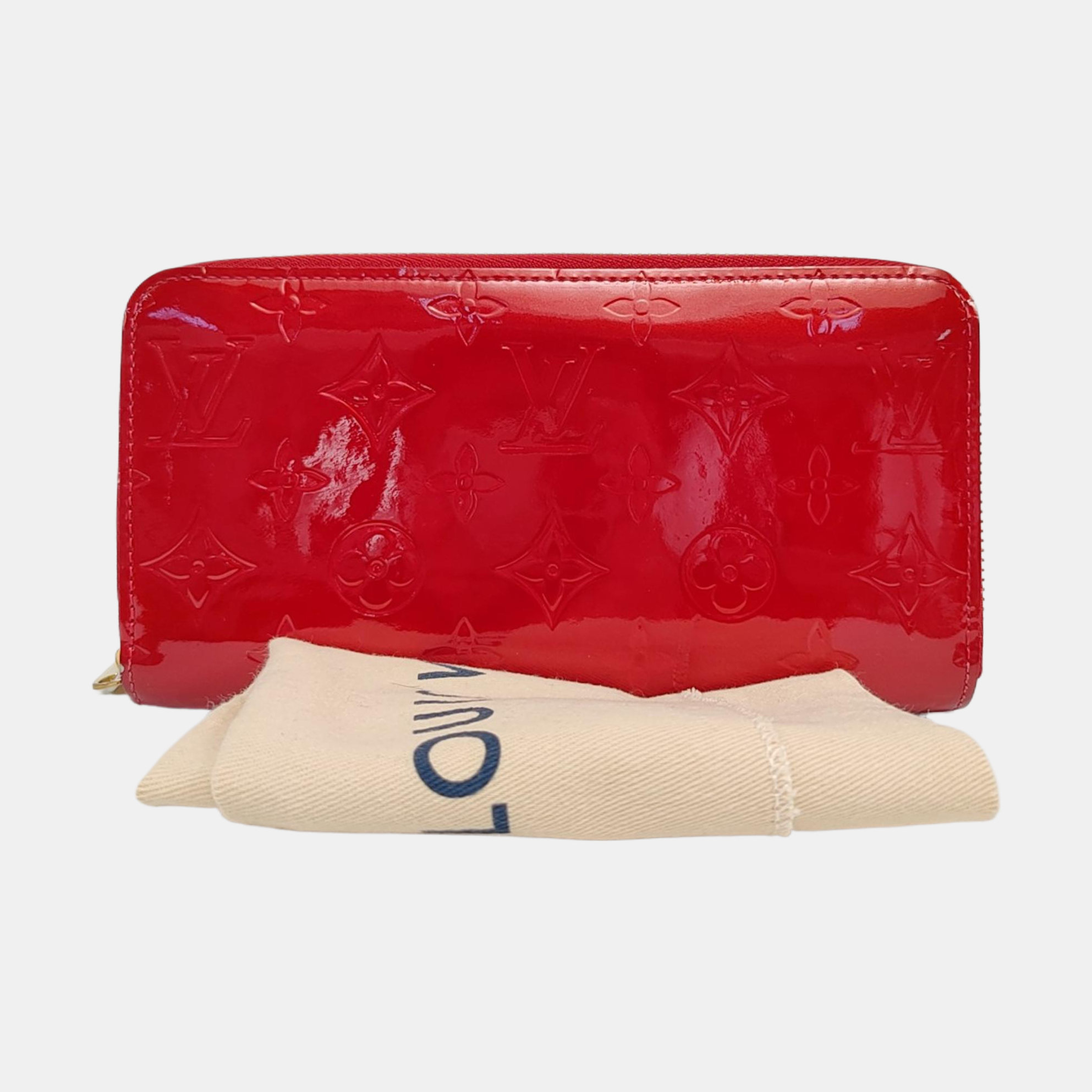 ZIPPY Monogram Patent Calfskin Red Wallet
