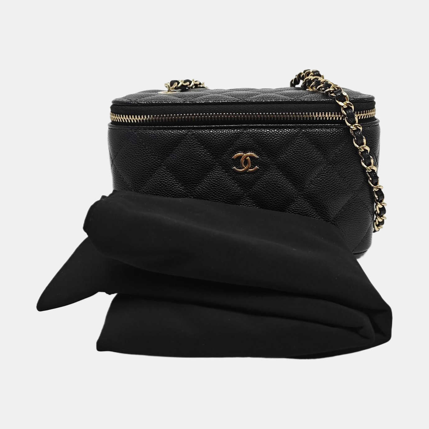 VANITY CASE Small Quilted Grained Calfskin Black