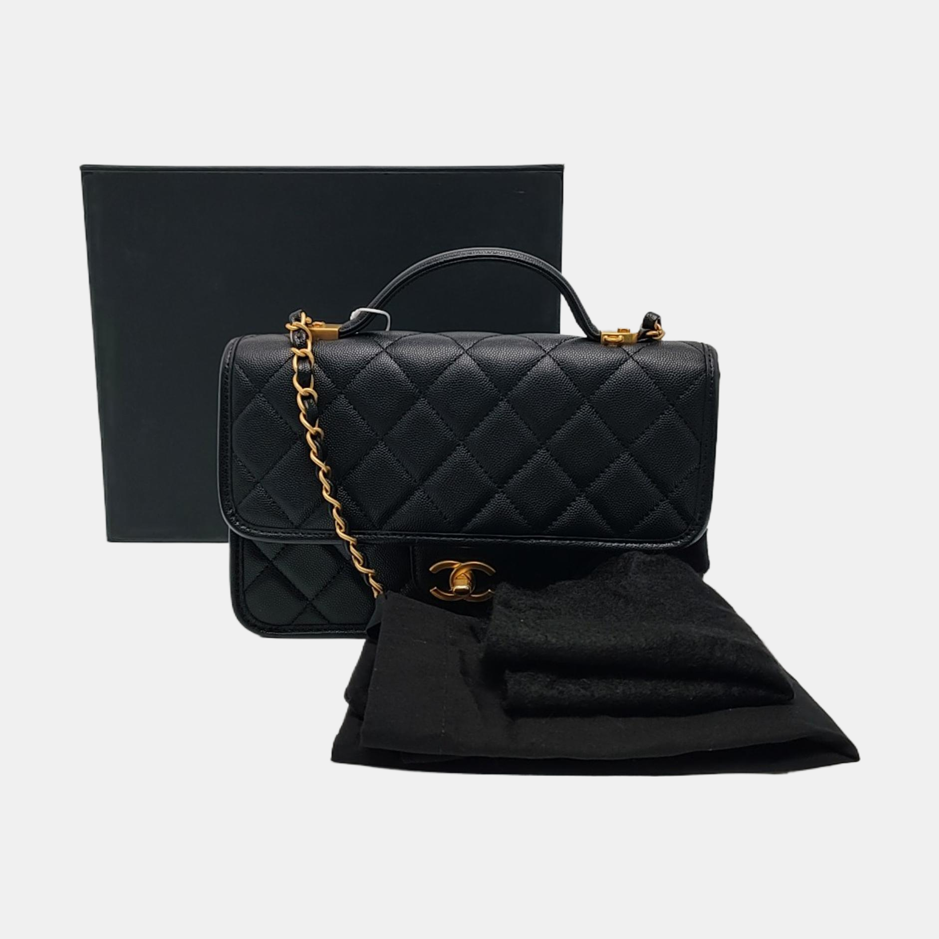 Large Quilted Grained Calfskin Black