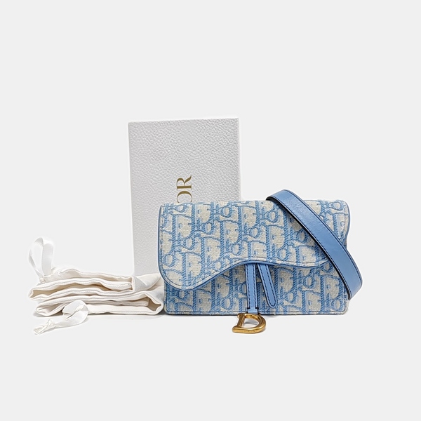 Authenticated pre-owned  Saddle Oblique Canvas Blue - Shoulder Bag at Looply