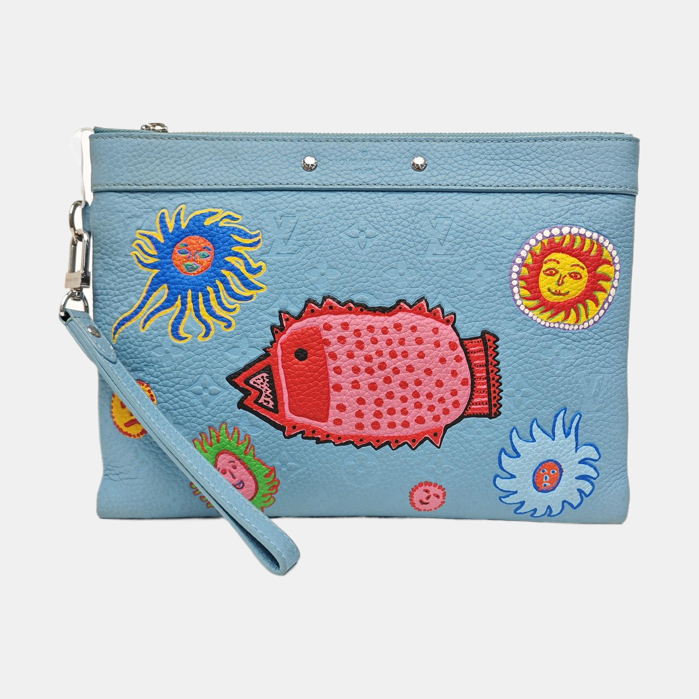Monogram Calfskin Clutch Blue