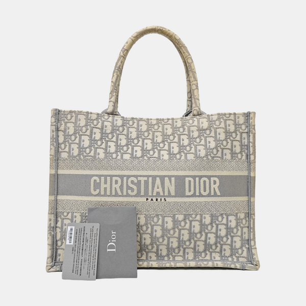 Book Tote Medium Oblique Canvas White