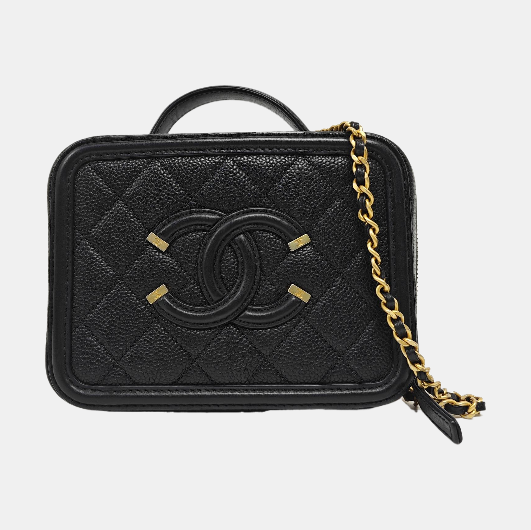 FILIGREE Small Quilted Grained Calfskin Black