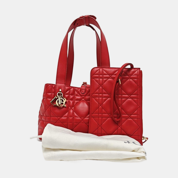 Toujours Small Cannage Calfskin Red