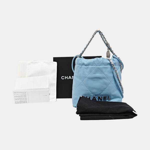 CHANEL 22 Mini Quilted Calfskin Blue