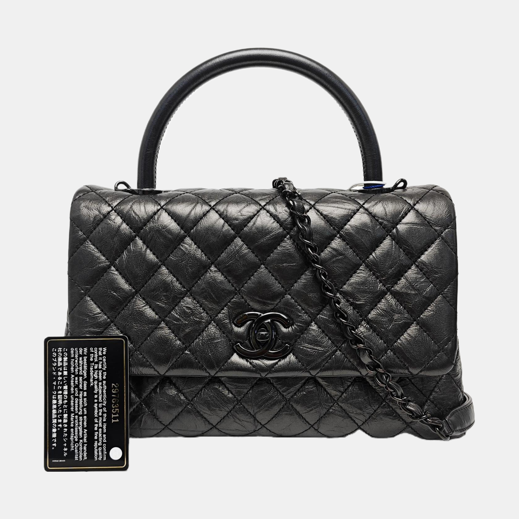 COCO HANDLE Medium Quilted Calfskin Gray