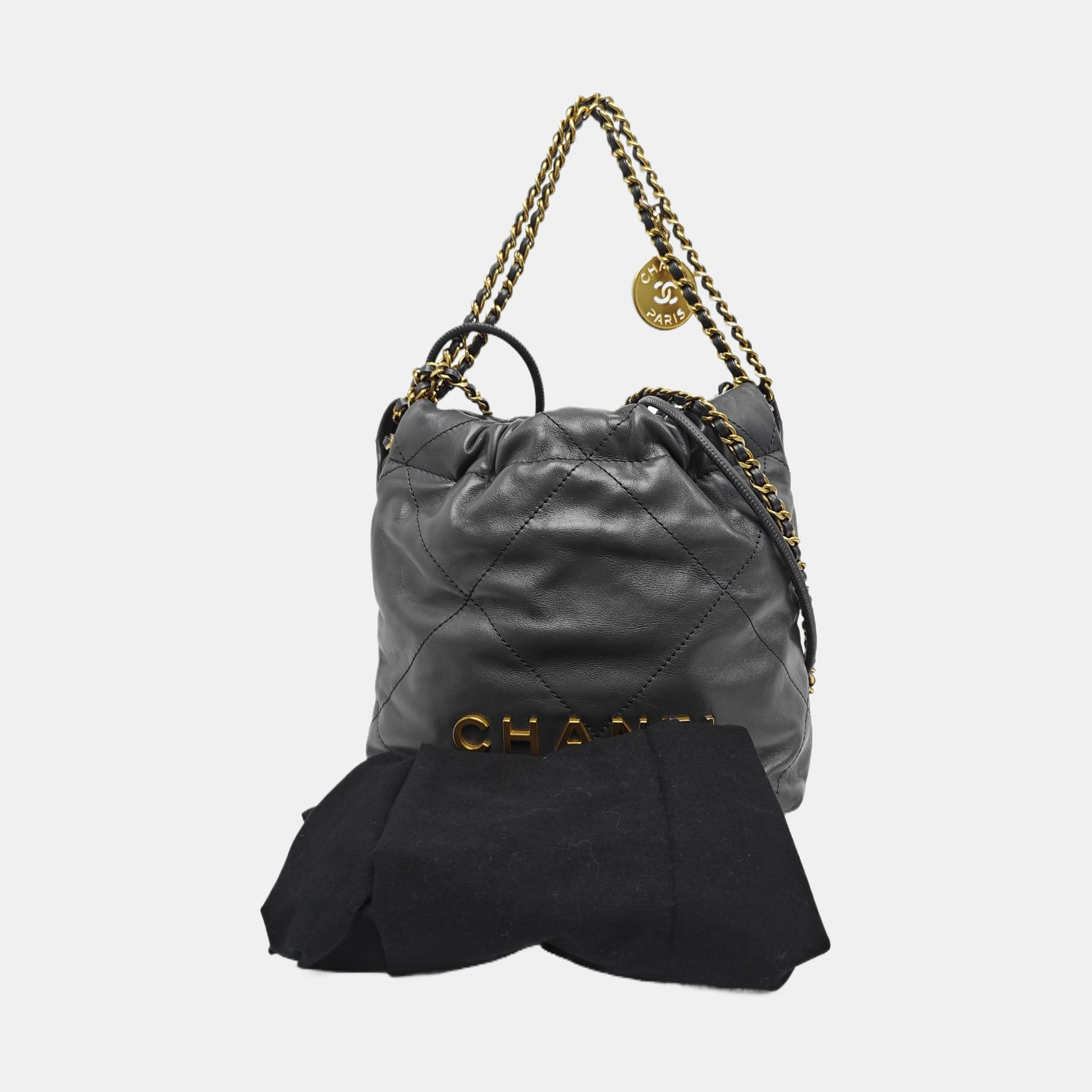 CHANEL 22 Mini Quilted Calfskin Gray