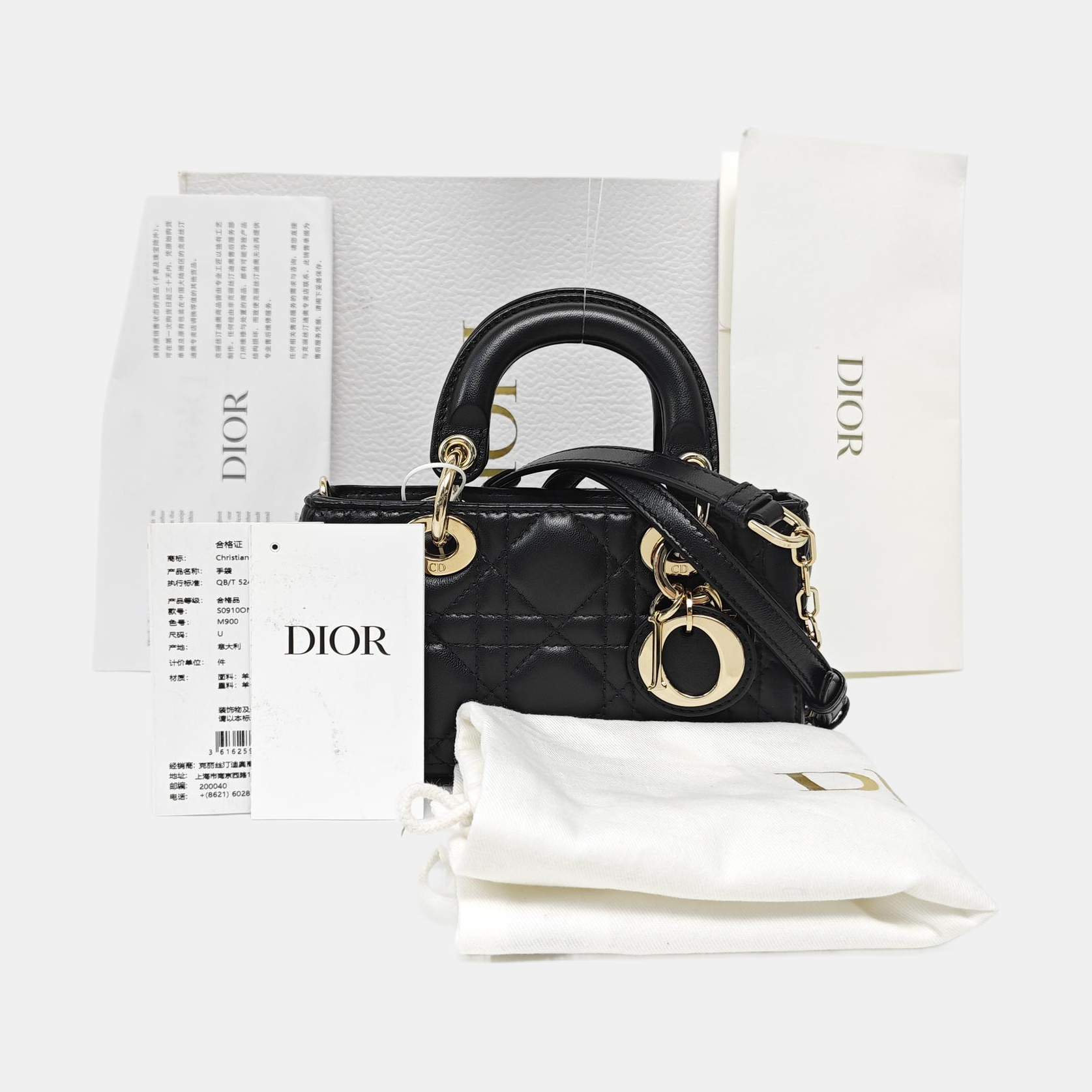 Lady D-Joy Super Mini Cannage Lambskin Black