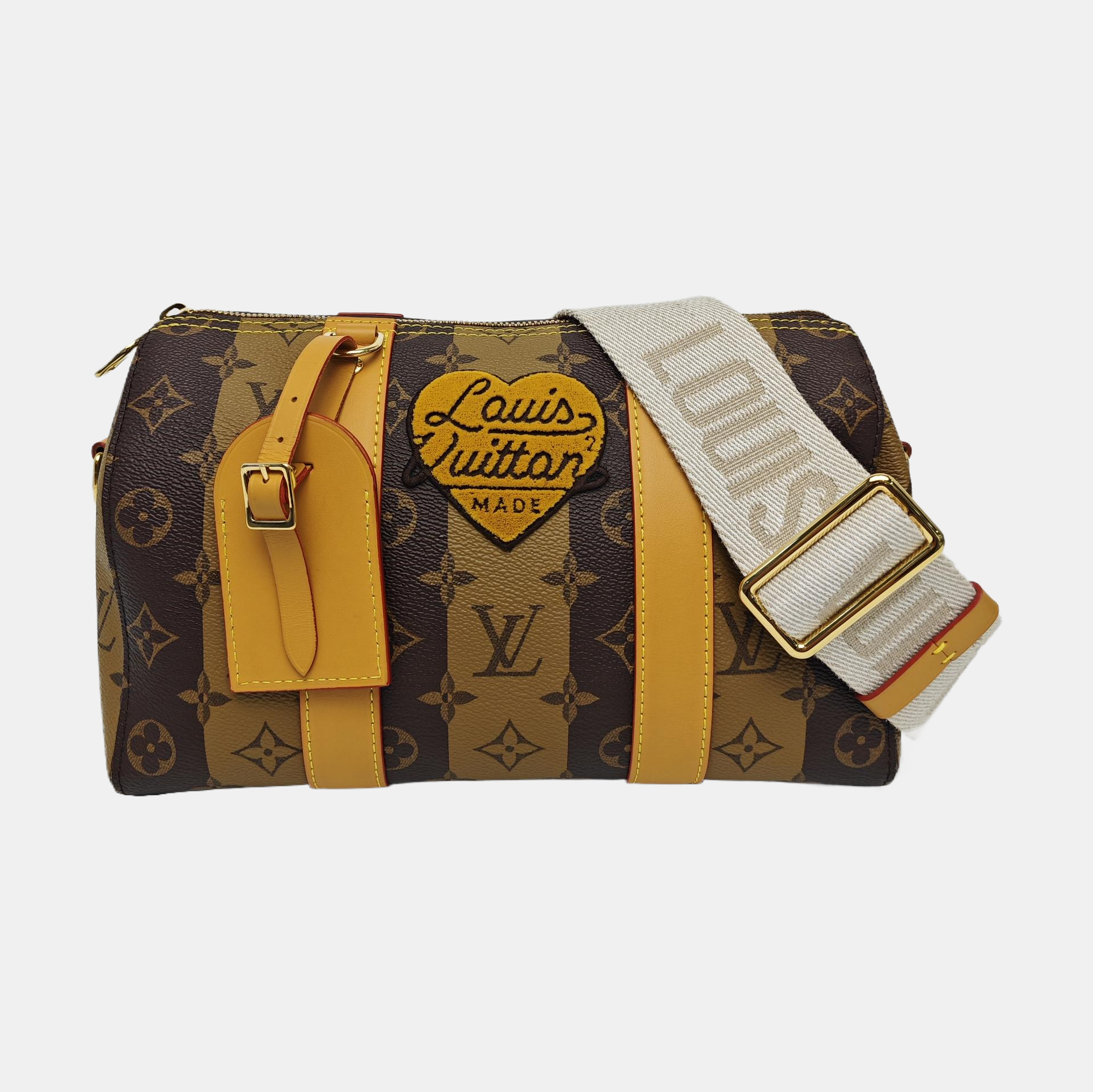 KEEPALL Monogram Coated Canvas Brown