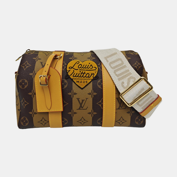 KEEPALL Monogram Coated Canvas Brown