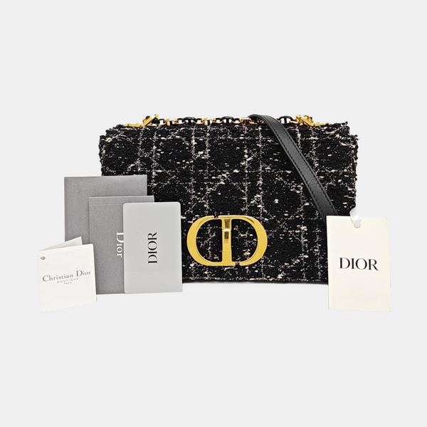 Dior Caro Medium Cannage Wool Black