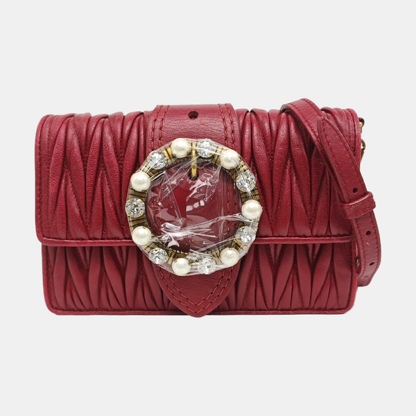 Quilted Lambskin Crossbody Bag Red