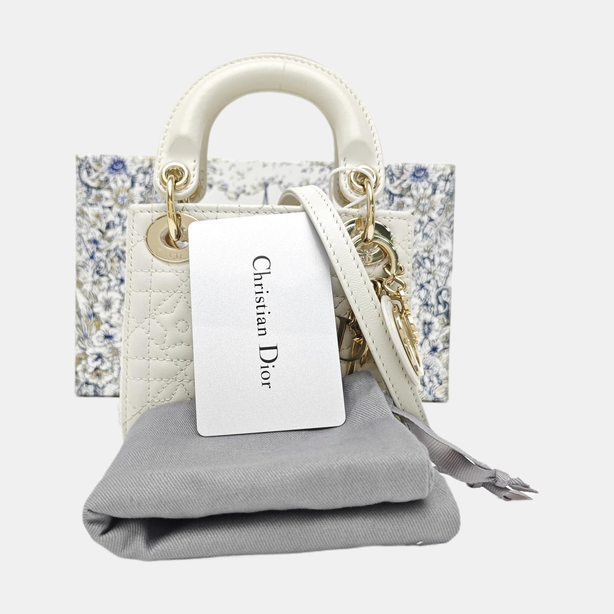 Lady Dior Super Mini Quilted Lambskin White