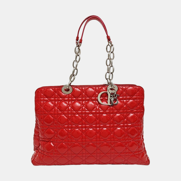 Dior Soft Large Cannage Patent Leather Red