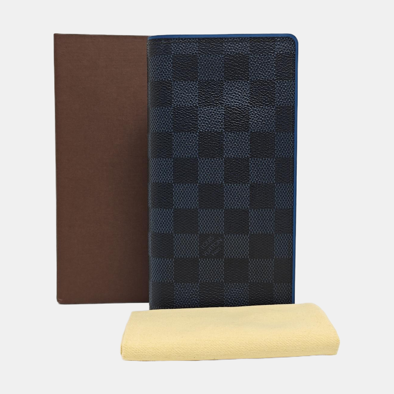BRAZZA Damier Coated Canvas Blue Wallet