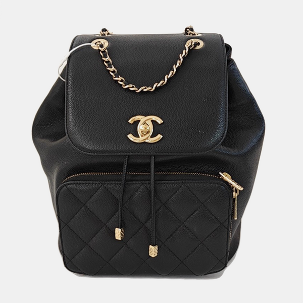 BUSINESS AFFINITY Medium Quilted Grained Calfskin Black