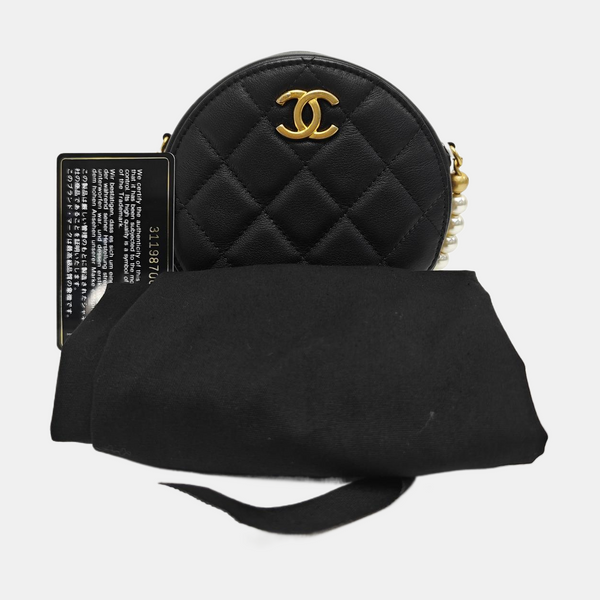 ROUND Mini Quilted Calfskin Black