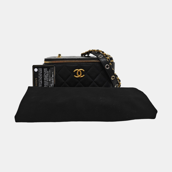 Quilted Lambskin Shoulder Bag Black