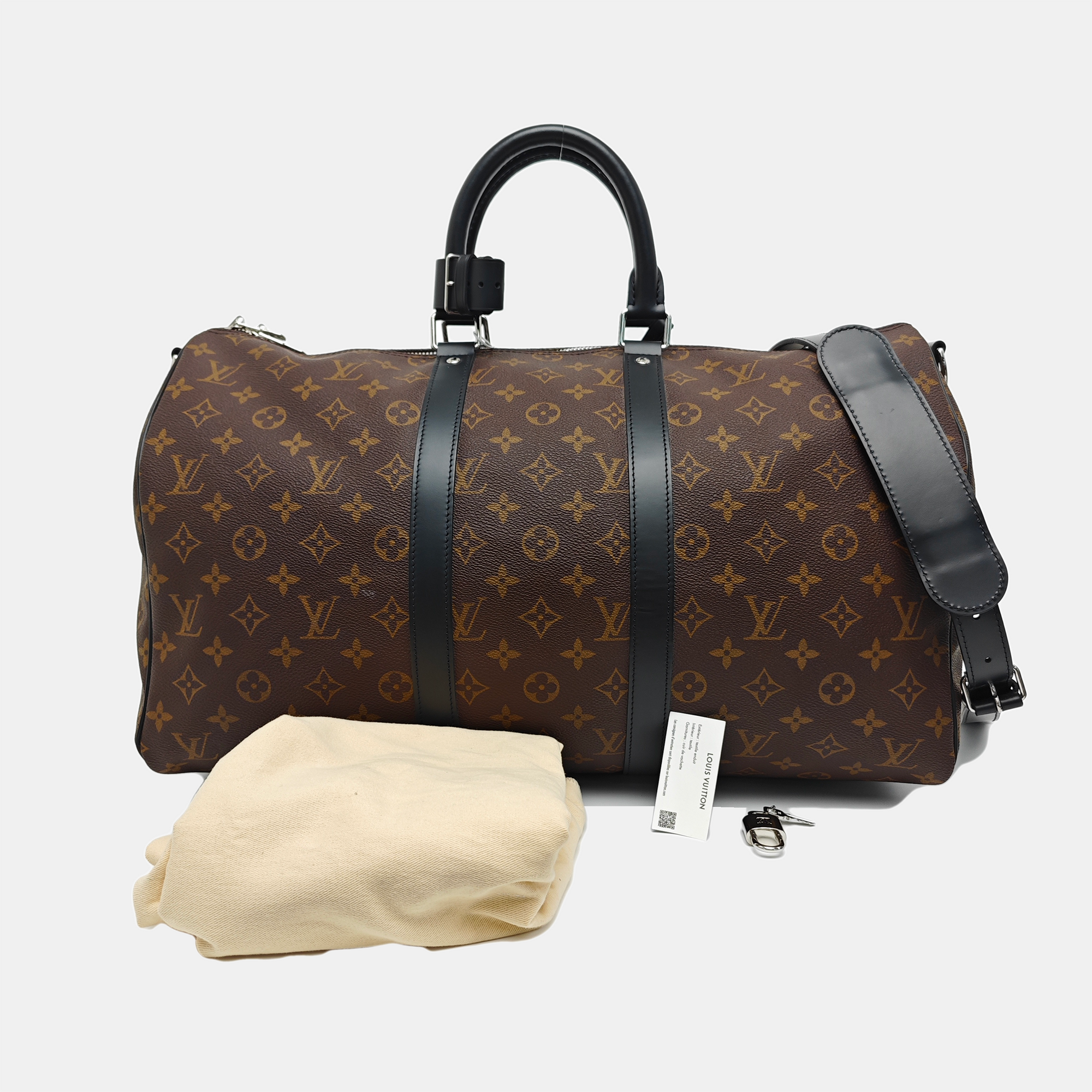 KEEPALL Monogram Coated Canvas Brown