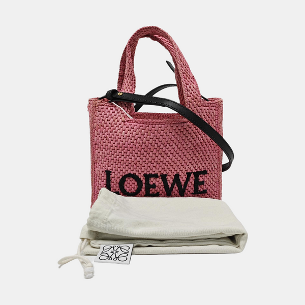 Font Tote Straw Pink