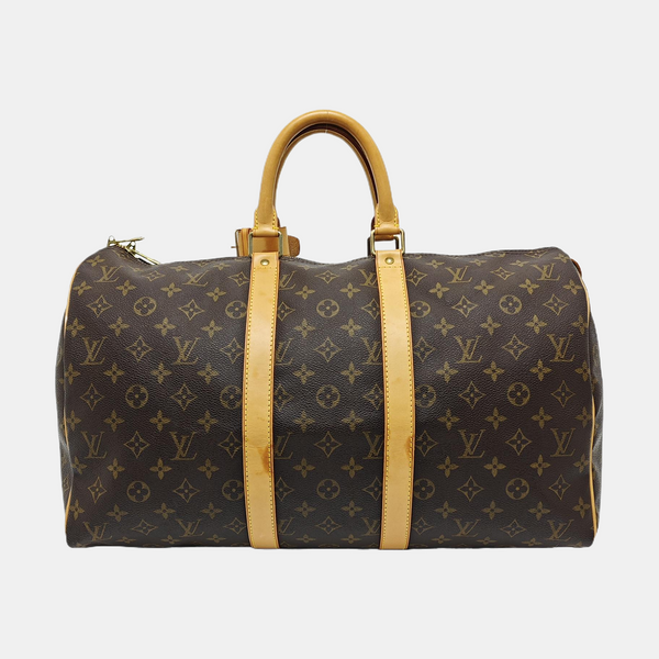 KEEPALL 45 Monogram Coated Canvas Brown