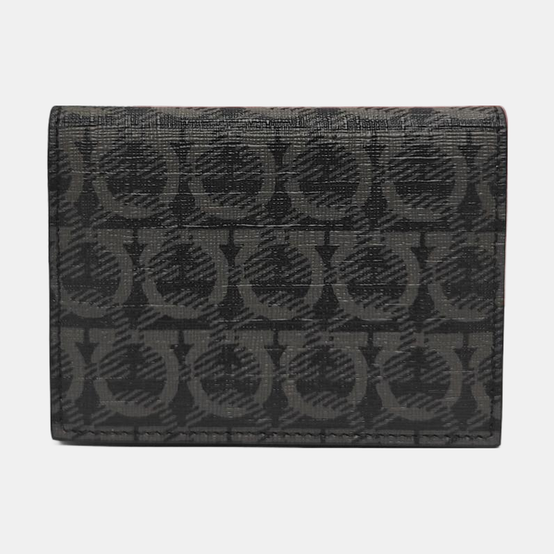 Gancini Coated Canvas Black Card Holder