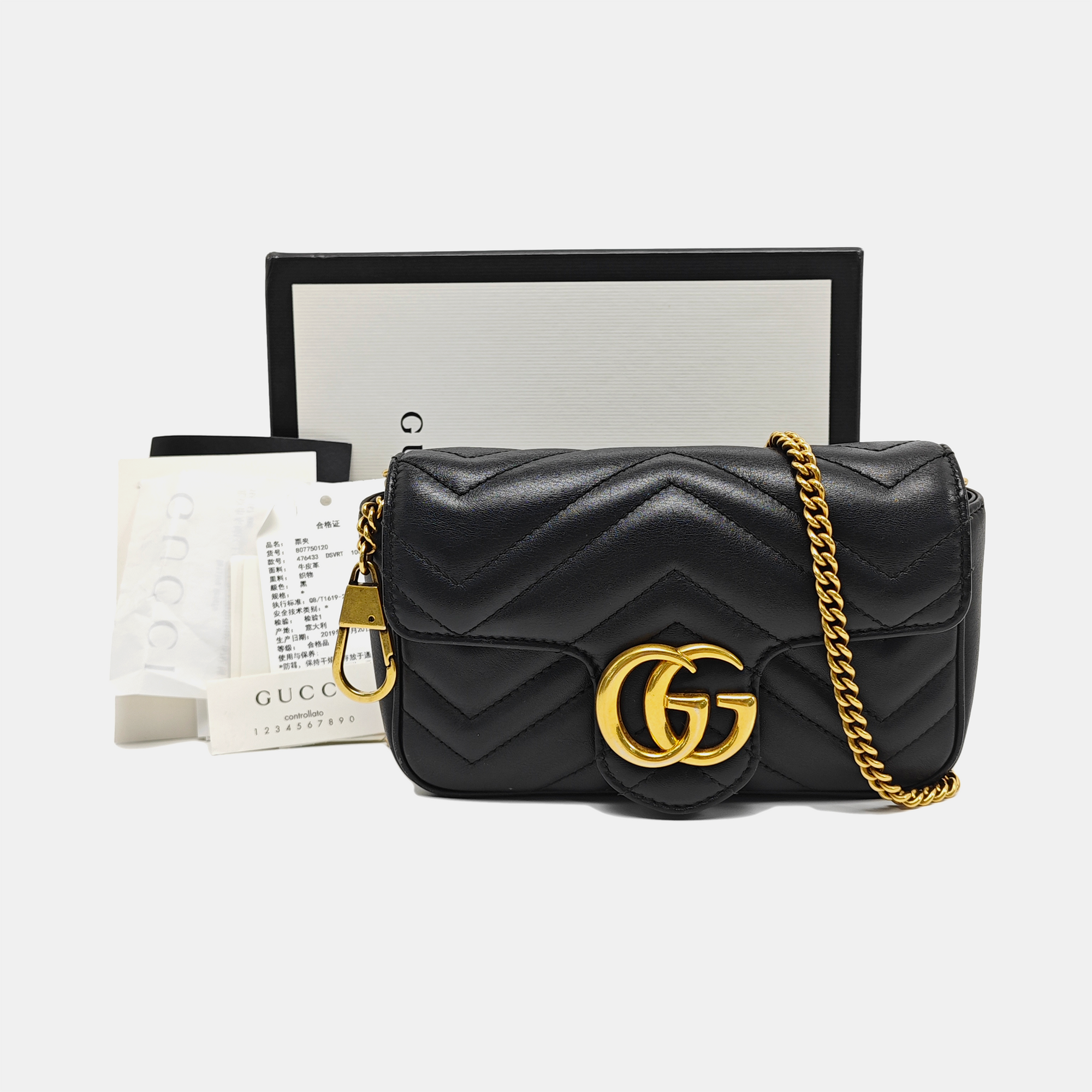 GG Marmont Mini Quilted Calfskin Black