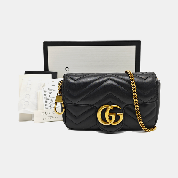 GG Marmont Mini Quilted Calfskin Black