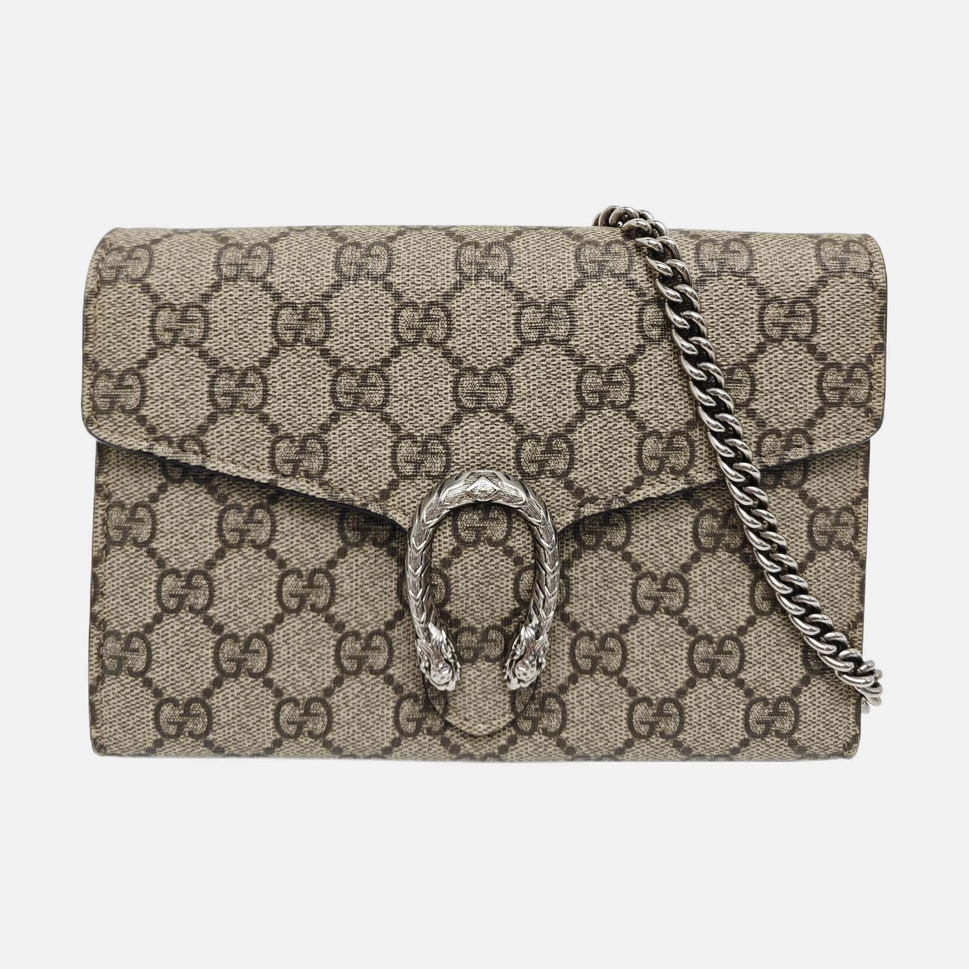 Dionysus Mini Monogram Coated Canvas Beige
