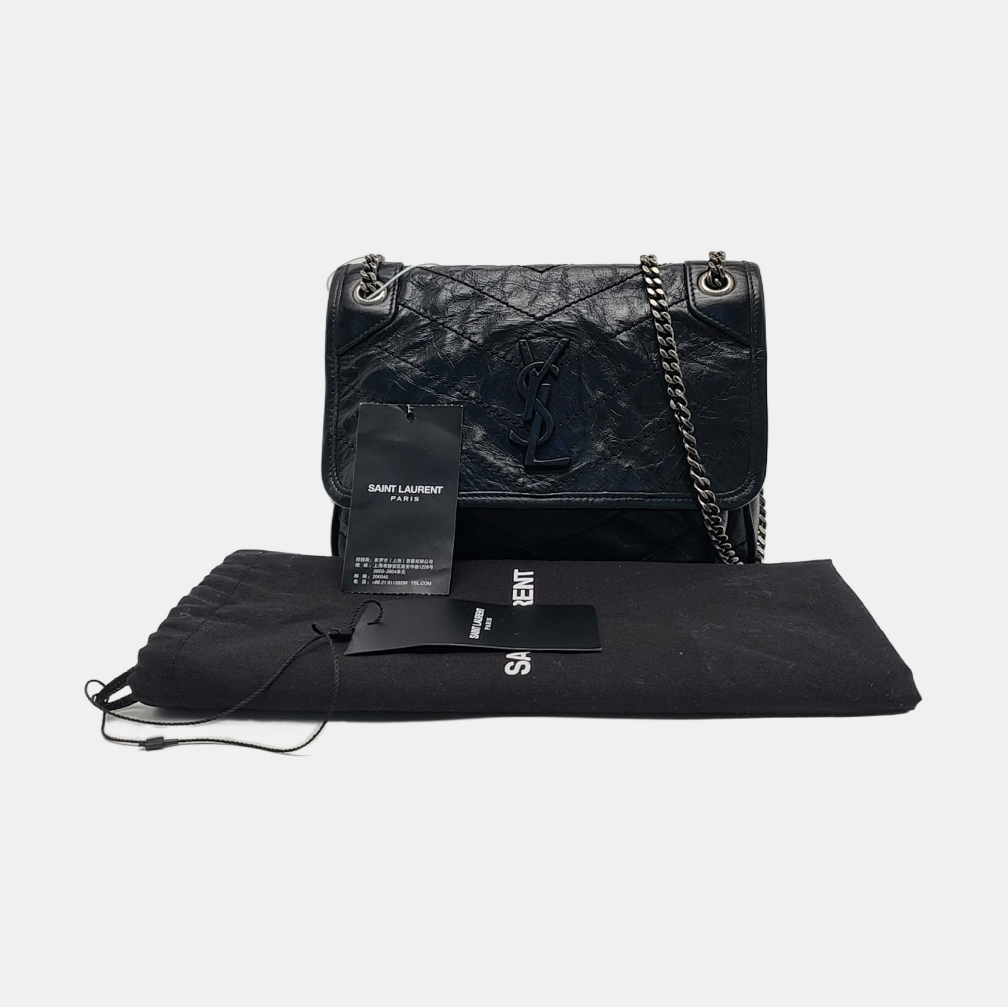 NIKI Small Chevron Calfskin Black