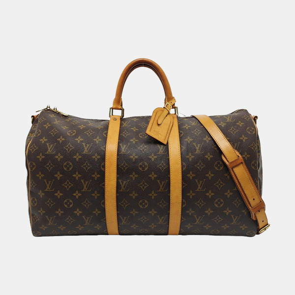 KEEPALL 50 Monogram Coated Canvas Brown