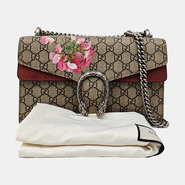 Dionysus Small Monogram Coated Canvas Beige