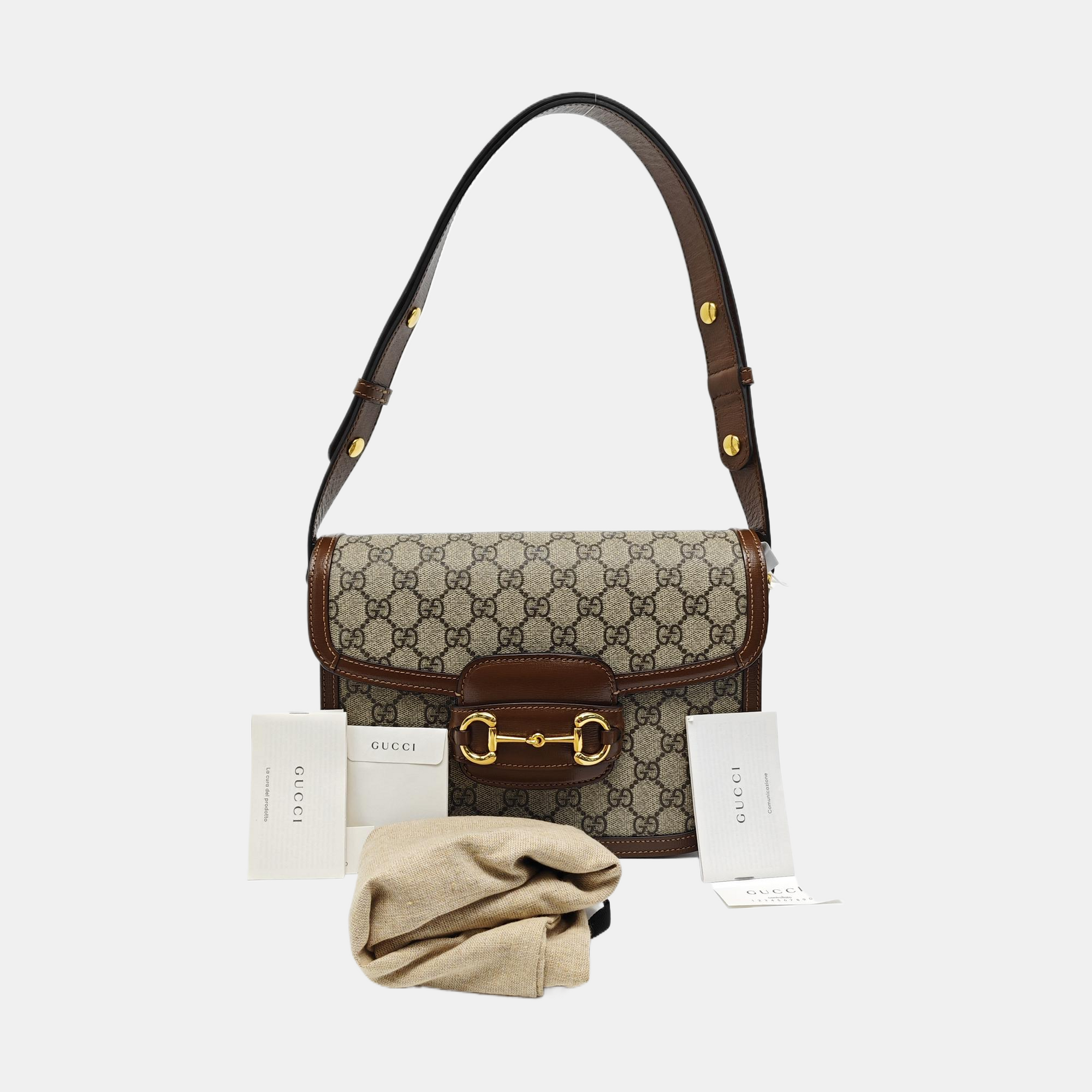 Horsebit 1955 Medium Monogram Coated Canvas Beige
