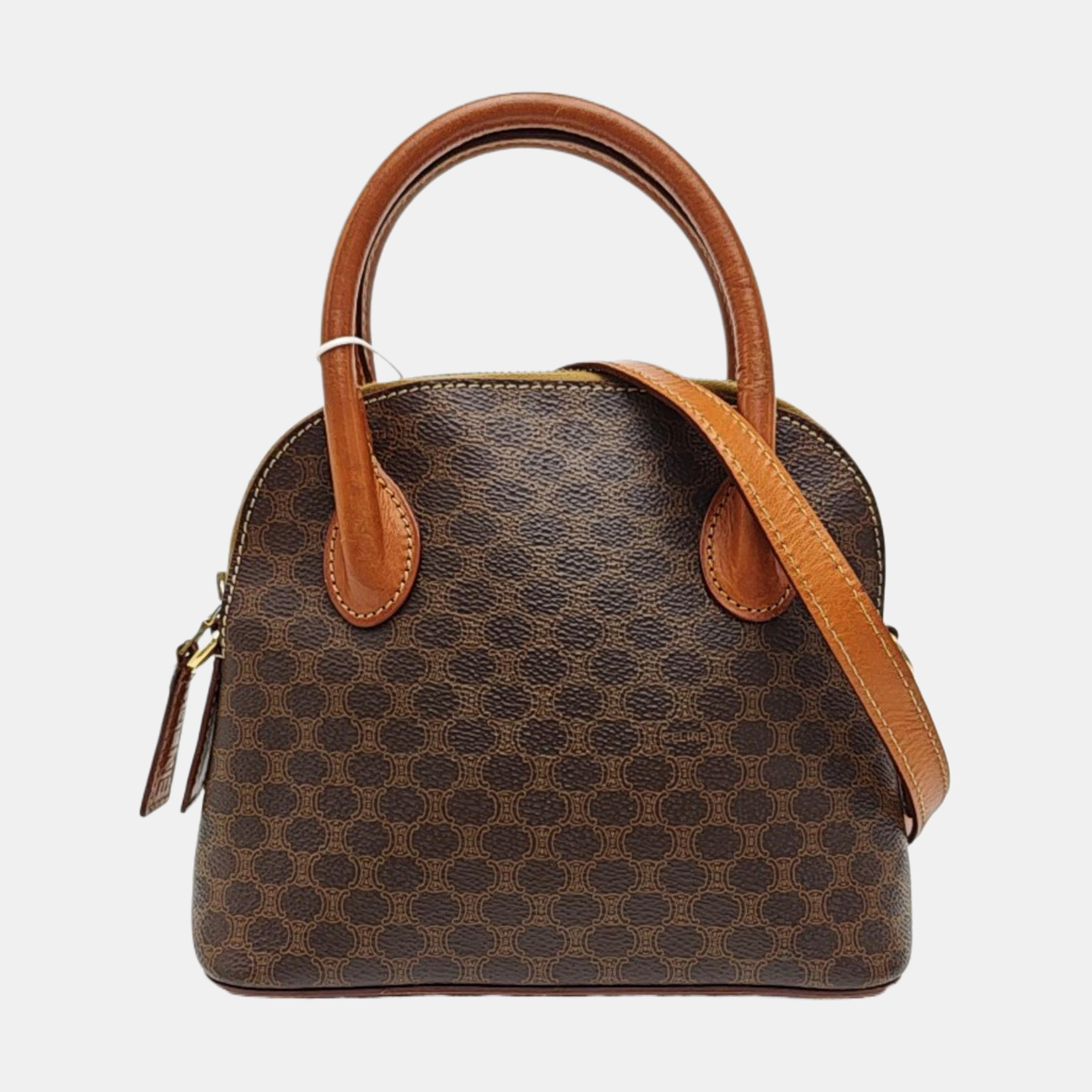 Coated Canvas Shoulder Bag Brown