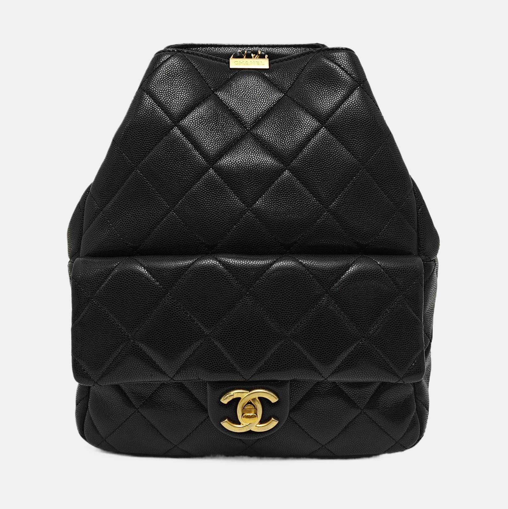Quilted Grained Calfskin Backpack Black
