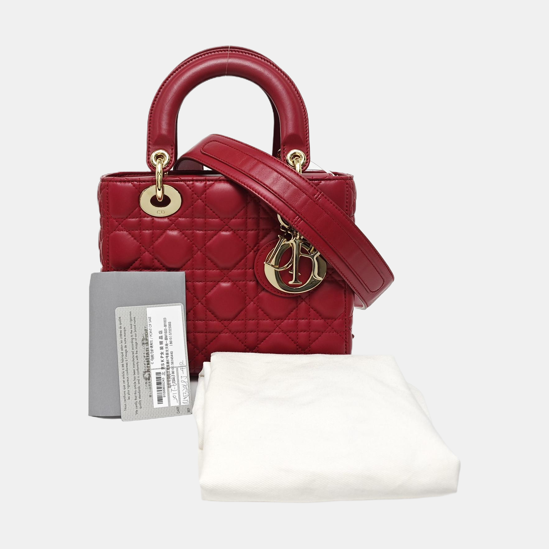 Lady Dior Small Cannage Lambskin Red