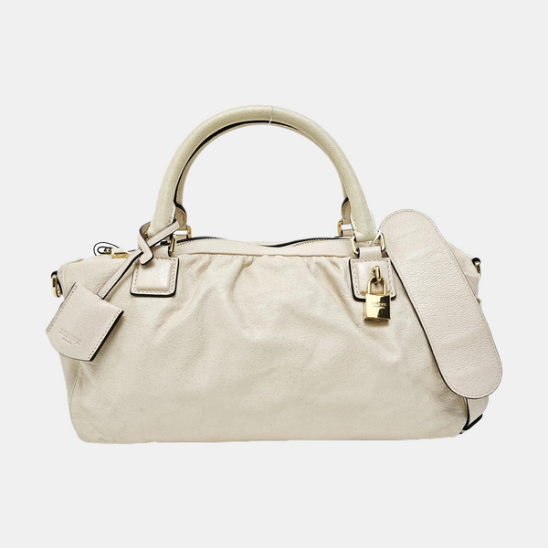 Calfskin Top Handle Bag White