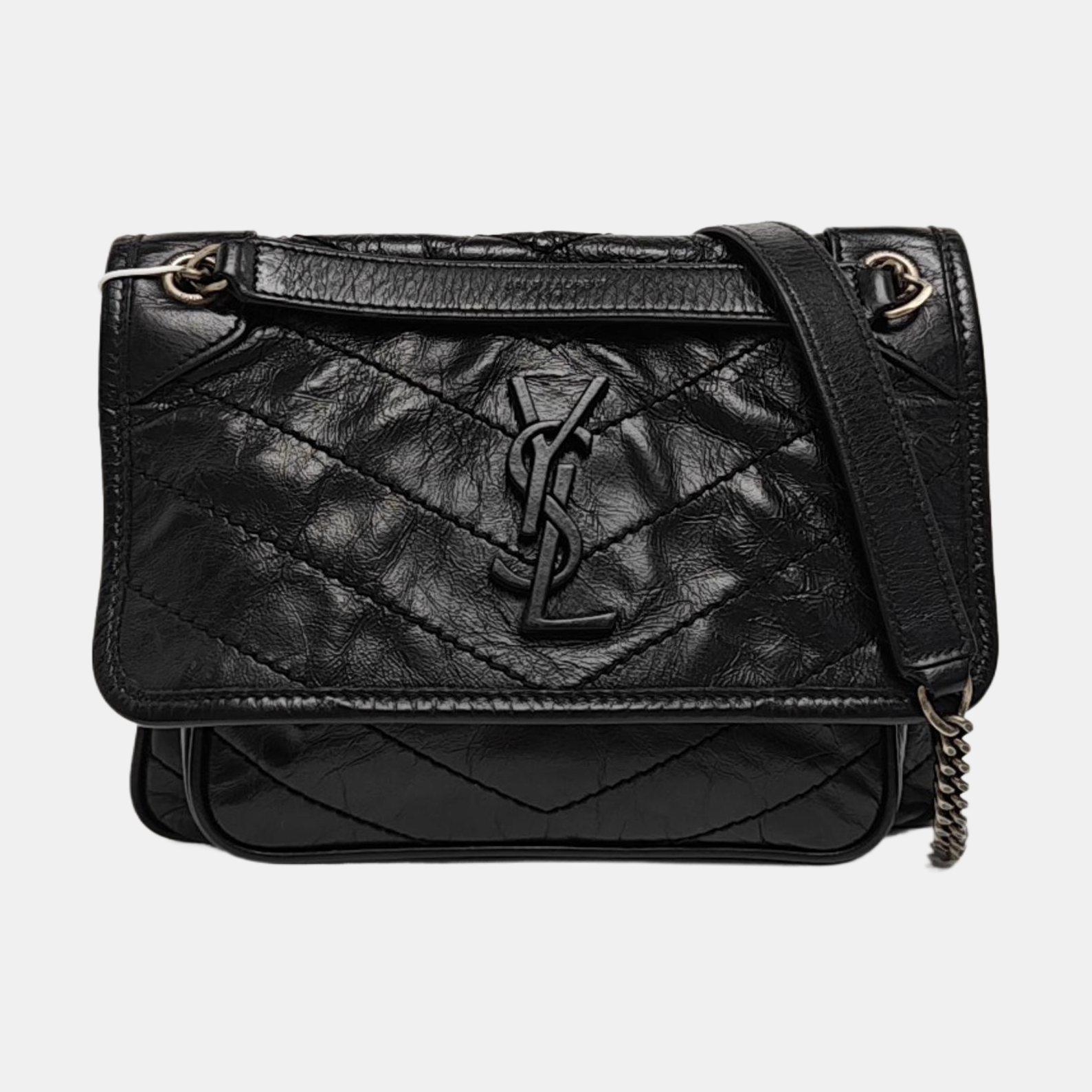 NIKI Small Chevron Calfskin Black