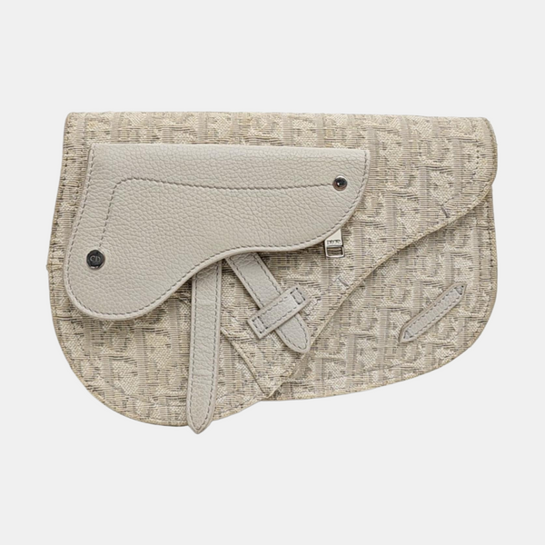 Saddle Medium Oblique Canvas Beige