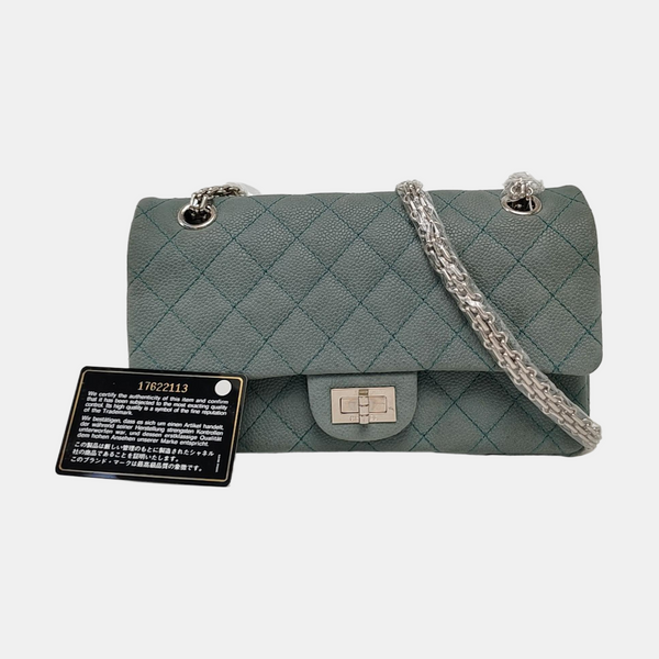 2.55 225 (small) Quilted Grained Calfskin Green