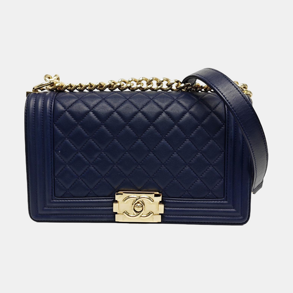 BOY CHANEL Medium Quilted Calfskin Blue
