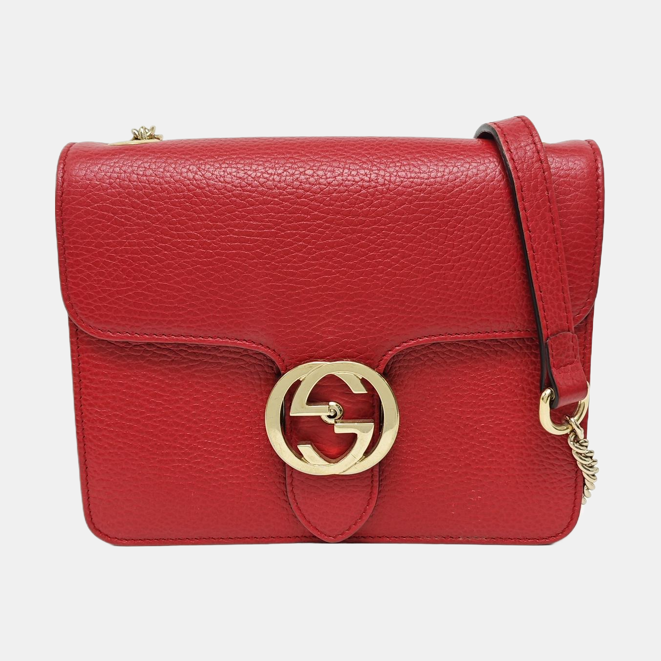 Interlocking G Small Calfskin Red