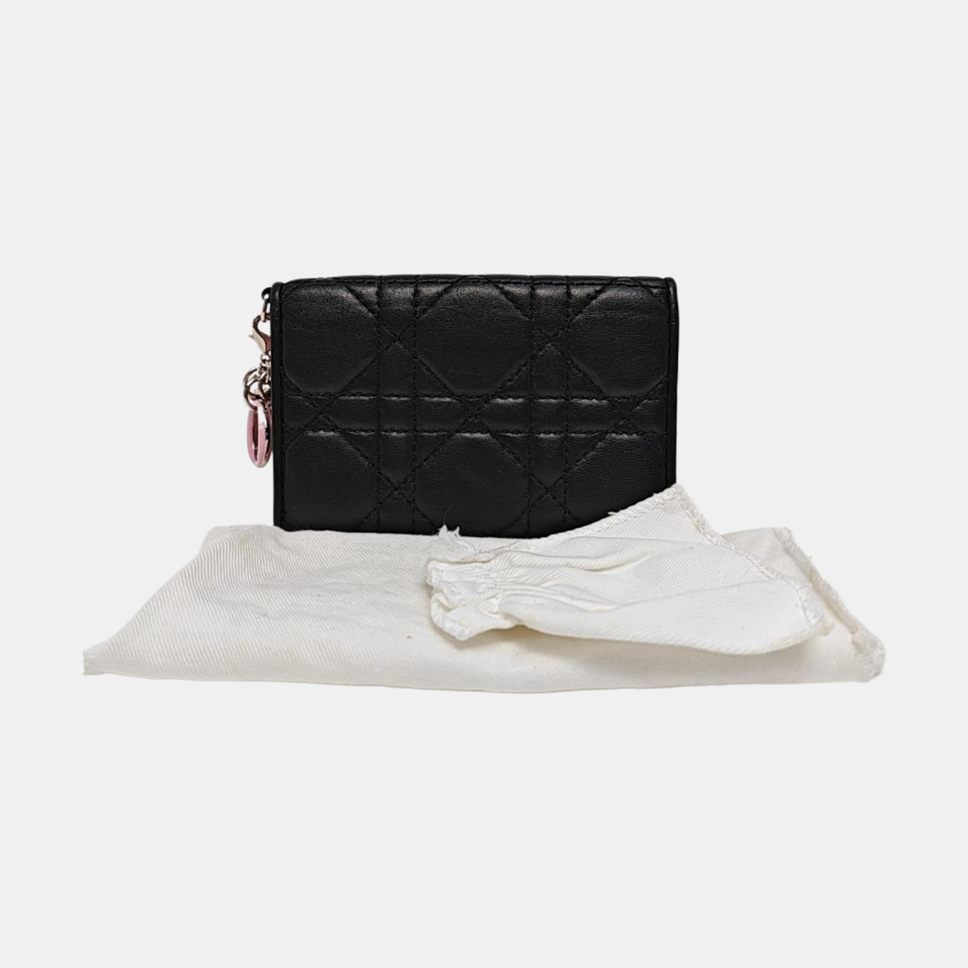 Authenticated pre-owned  Lady Dior Quilted Lambskin Black Wallet - Wallet at Looply