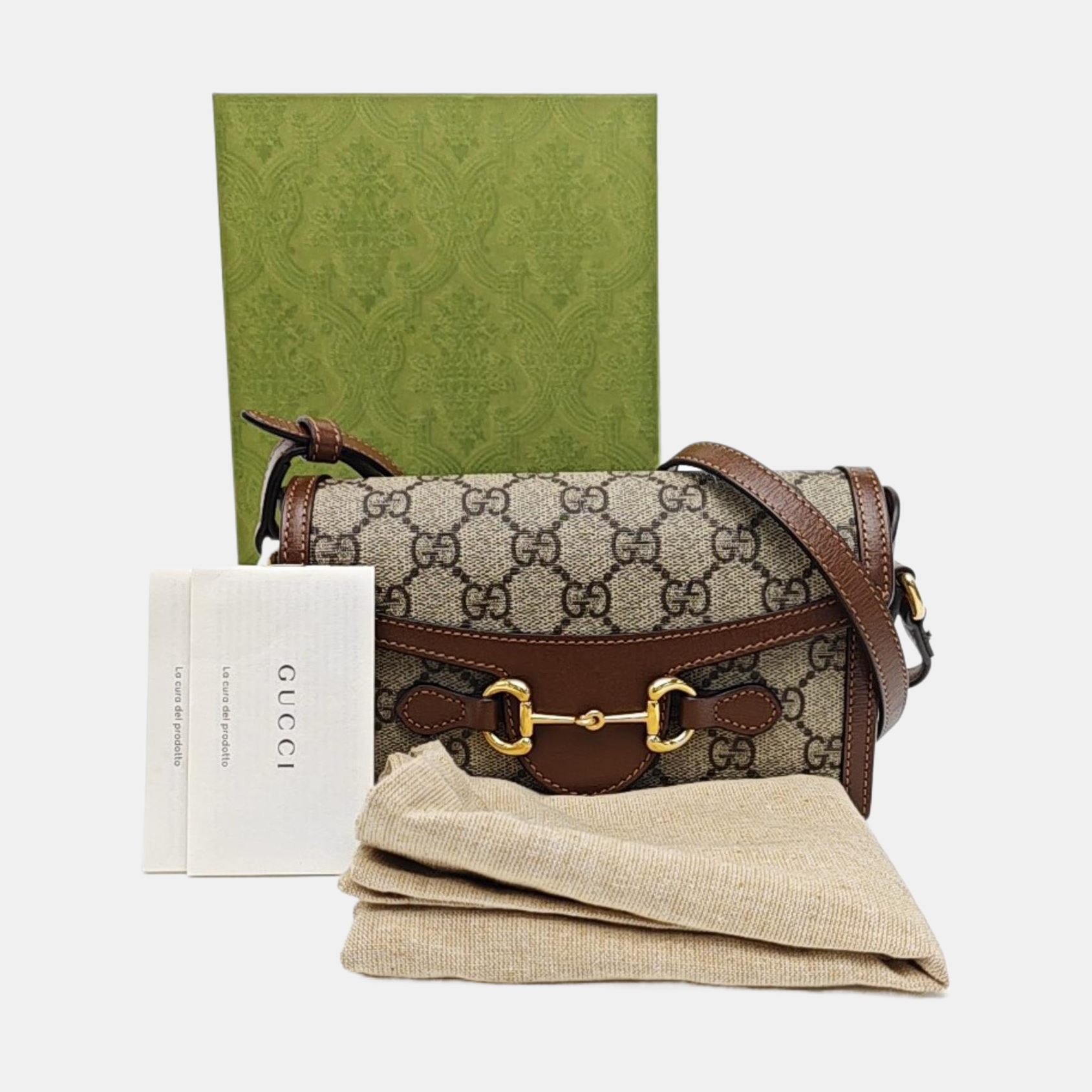 Horsebit 1955 Mini Monogram Coated Canvas Beige